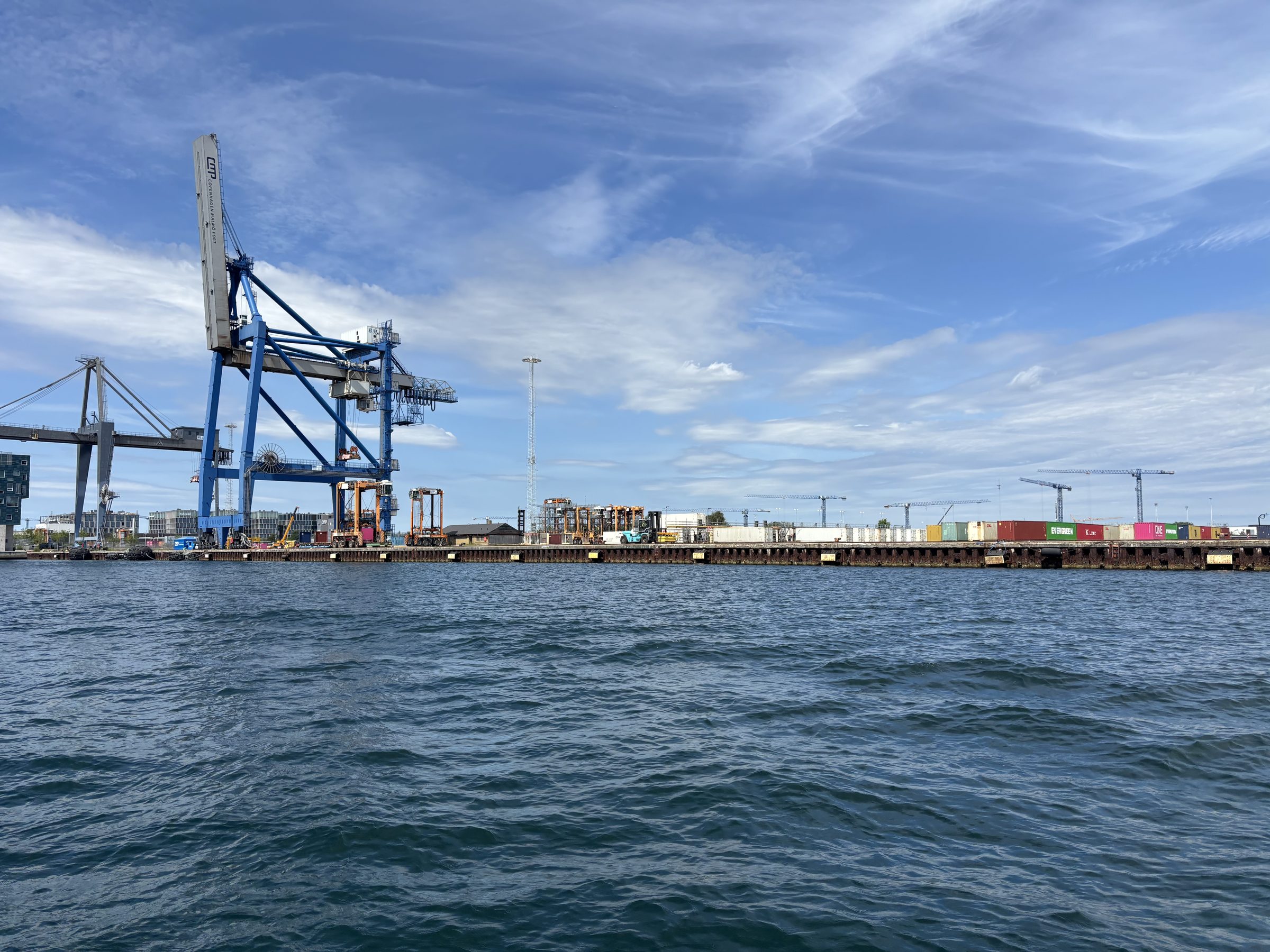 Industrial port in Copenhagen seen from a workboat